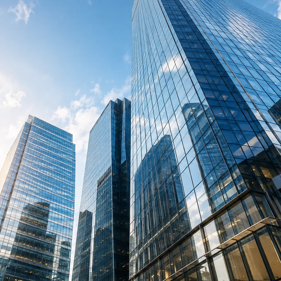Modern office buildings representing professional tax and business support